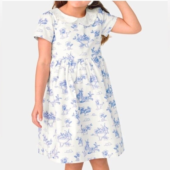 Gymboree Girls Easter Dress Blue Belle Bunny Size 6T traditional Modest - Picture 2 of 5
